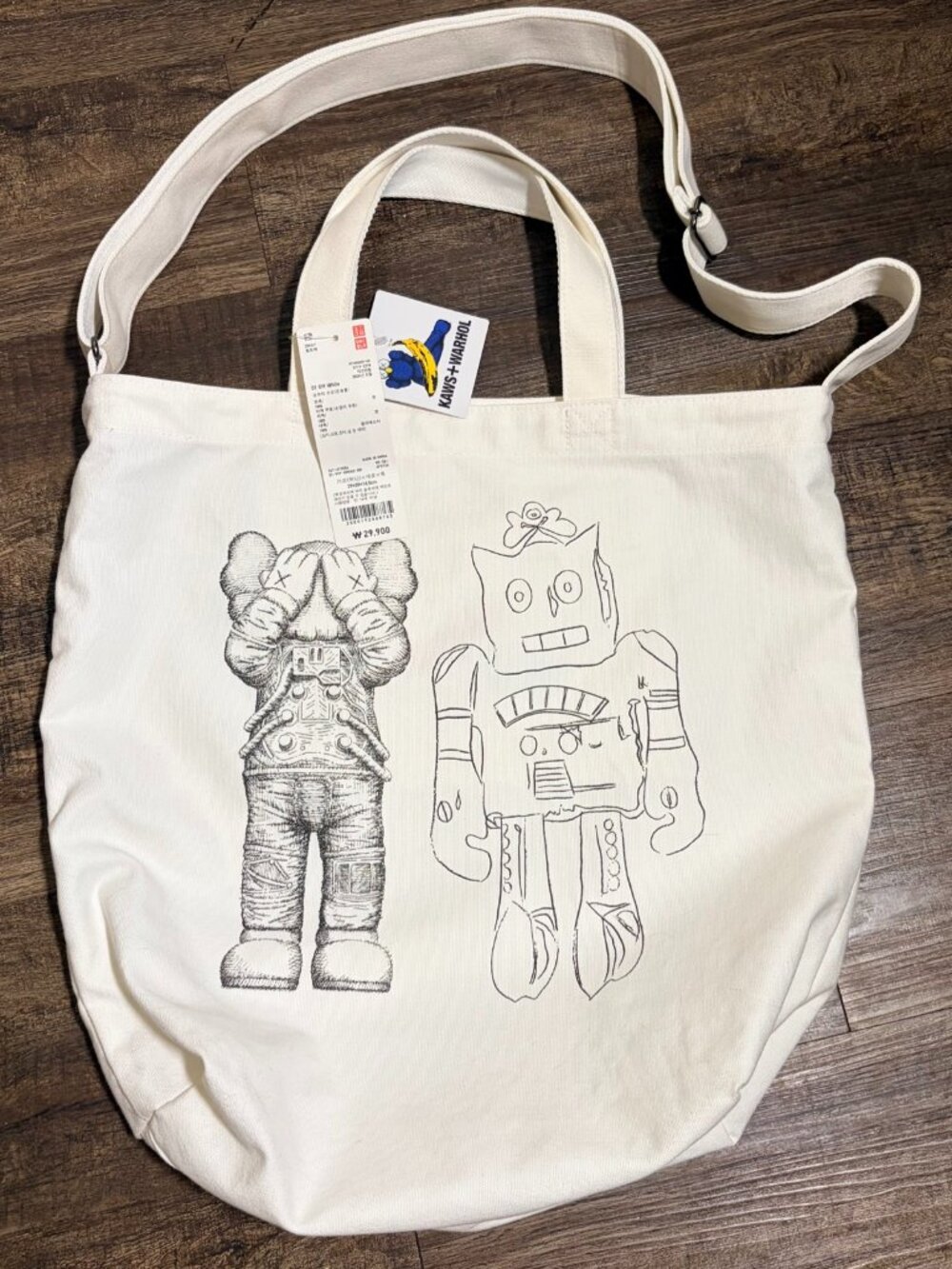 Uniqlo KAWS + Andy Warhol 2Way Tote Bag Off White Canvas New With Tags